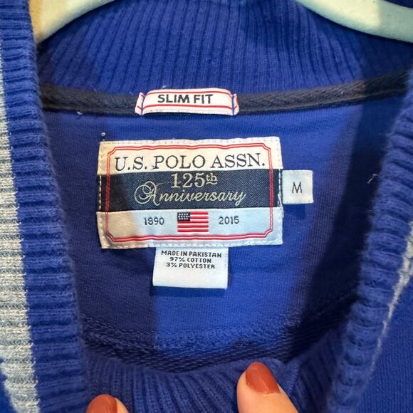 us polo assn 125th anniversary varsity jacket blue grey bomber medium - Picture 4 of 13